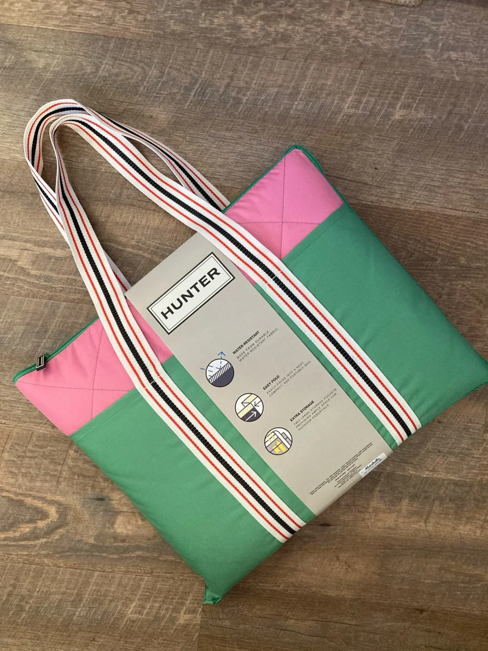 HUNTER | Green/Pink Color Block Outdoor Water Resistant Packable Travel Blanket
